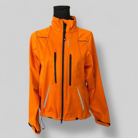 CANARI Running Cycling Full Zip Windbreaker Night Reflective’s Size Small Orange - Picture 1 of 6